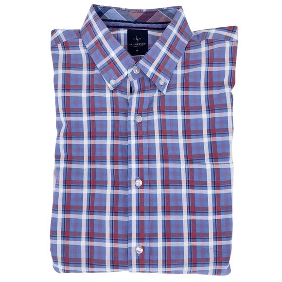 Tailorbyrd Mens Button Down Shirt Blue/Pink/White Plaid Size XL Chest Pocket EUC - Picture 8 of 9